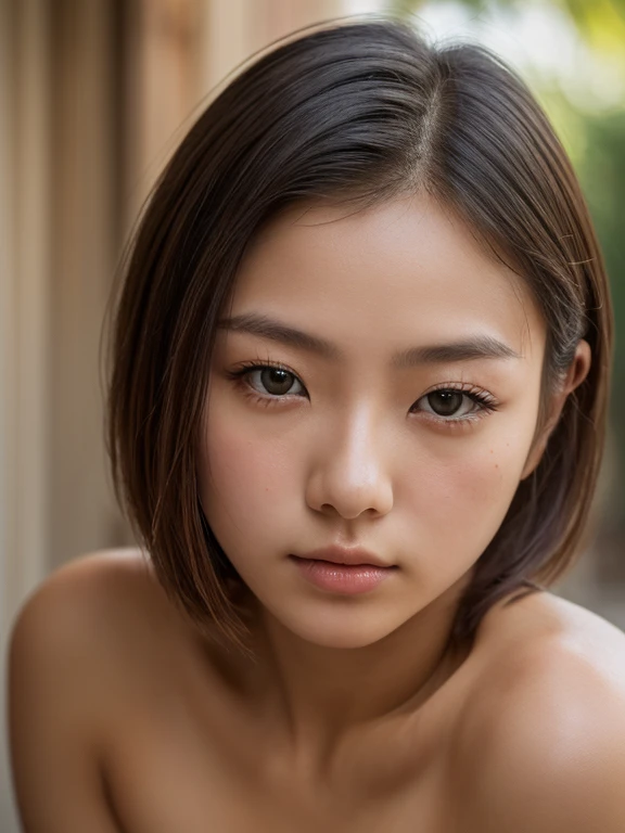 1 beautiful girl, (standing, from head to thighs, full nudity, bright lighting on the face:1.8), facing upper body, fitness body, having abs, naked, accurate human well-proportioned body, masterpiece, Best Quality, Photo-realistic, Ultra-detailed, High resolution, 8K Wallpaper, 18 years old, European and Japanese mixed face, (fine-featured face, no-makeup, :1.8), elegant, intelligent, sporty, dark brown messy long hair, long limbs, (huge massive and well balanced round breasts:1.3), double eyelid, big pupils, Beautiful detailed eyes, Detailed realistic skin texture, Perfect dynamic composition, Basement background, concrete wall background,