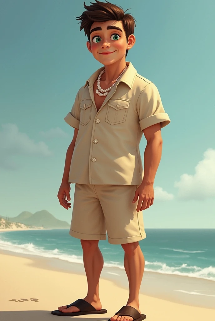 Paisaje de playa, latin man, 45 year old bald, callow