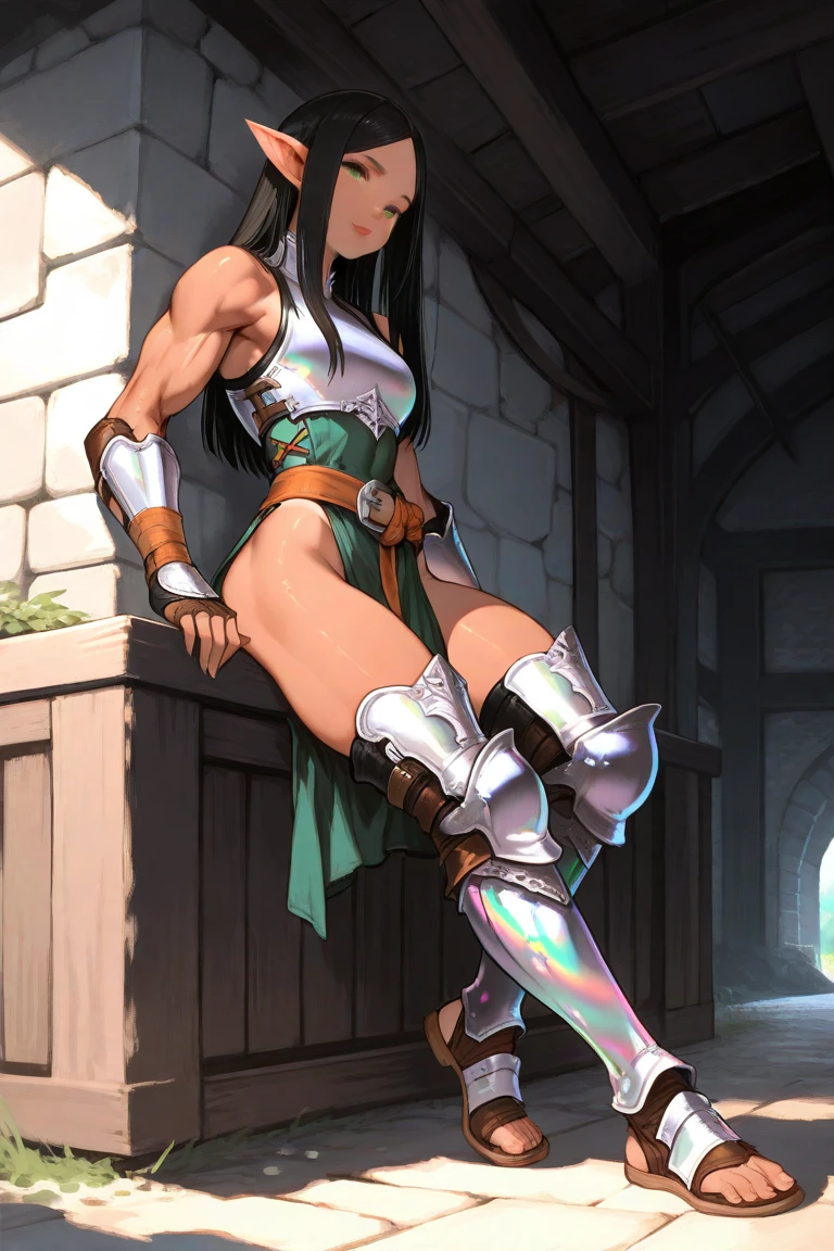 Naked Spartan woman, gigantic boobs, thick thighs, slightly muscular, walking on to the battle field, with a sword and shield, open field, noon day, warm, 