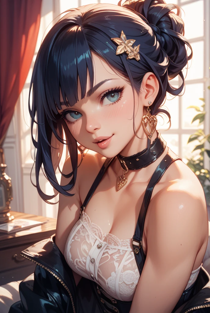 looking at viewer, beautiful delicate eyes, nose blush, light smile,(white skin), big breasts,(masterpiece),(extremely intricate:1.2), ultra detailed, high quality,ultra realistic, photorealistic,(realistic:1.4), highest quality, highres, Raw Photo, 8k, detailed eyes, highest resolution, looking at camera, (exquisitely detailed skin), wavy hair,
