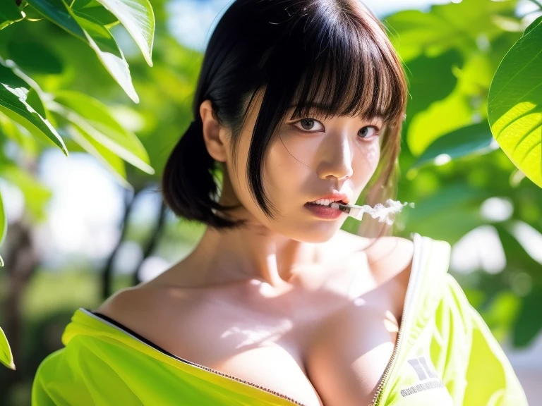 (Whole body shot, Whole body:1.2), women, Toga Himiko, (by rubio:1.2),Asian, caucAsian, blunt bangs, bleached hair, double bun, Eyebrows hidden by hair., eyeliner, Bun, make up, messy hair, (yellow eyes), Fangs, narrow eyes, realist, detailed face, Girl, very detailed skin,skin pores, 8k hd,DSLR,Soft lighting,high quality,Fujifilm XT3, (pleated skirt:1.0), Fangs, (nod:1.2), 1Girl,, (Yellow car), long sleeves, (Bright red handkerchief:1.2), socks, (Fangs:1)