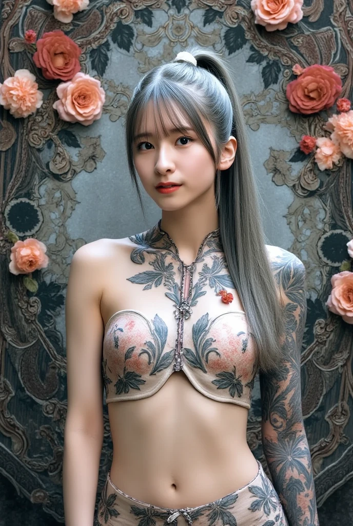 Game art,best picture quality,Highest resolution,8K,(A half-length photo),(portrait),(Head close-up),(rule of thirds),Unreal Engine 5 rendering works,20 year old girl,((Queen)),Eyes with rich details,(big breasts),Elegant and noble,Cinema lights,Ray tracing,Game CG,((3D Unreal Engine)),OC rendering reflection pattern,4K,Ultra-clear,Sensual,translucent lace,Fair and plump figure,pretty face,gloss gel coat,身着华贵礼服的Queen,Crystal Gem Crown,Necklace jewelry,black tattoo(whole body),The tattoo is very three-dimensional,Gorgeous and intricate tattoo designs,纹身Queen,