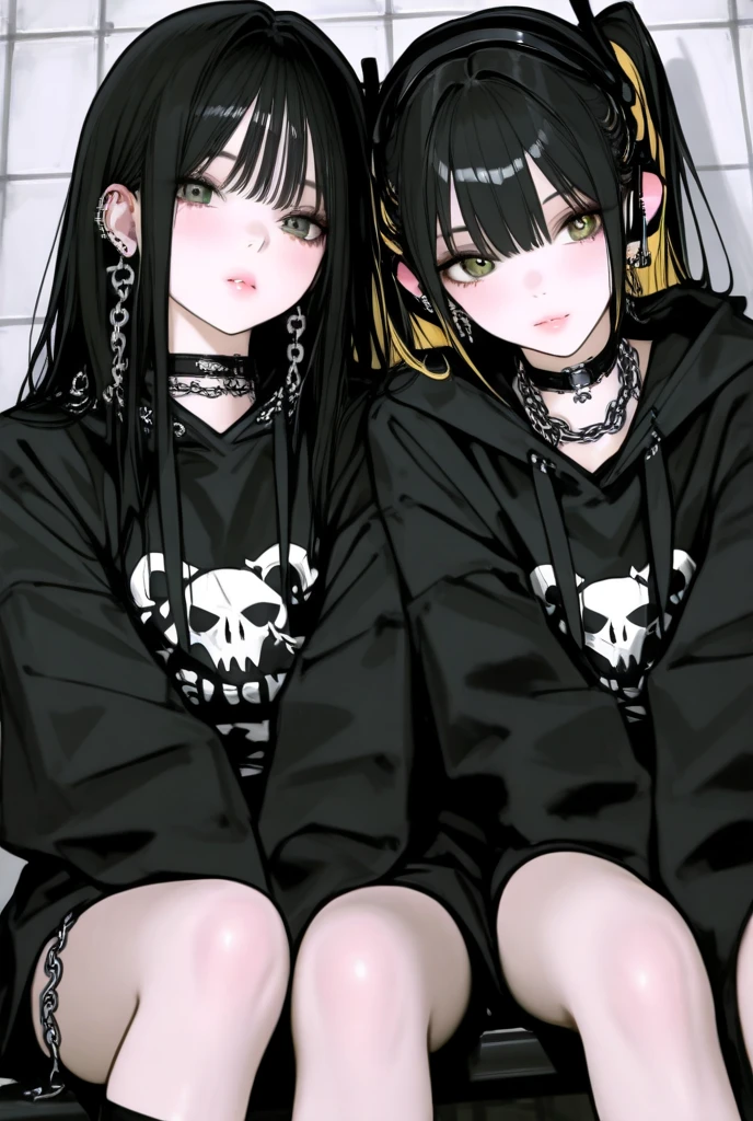 masterpiece, highest quality, pixiv, cool girl, the strongest pirate girl, (((Japanese)))、Horikita Maki、skull fashion, dark brown hair, curly hair, dull bangs, straight bangs, gray eyes, white skin, gal, Improve