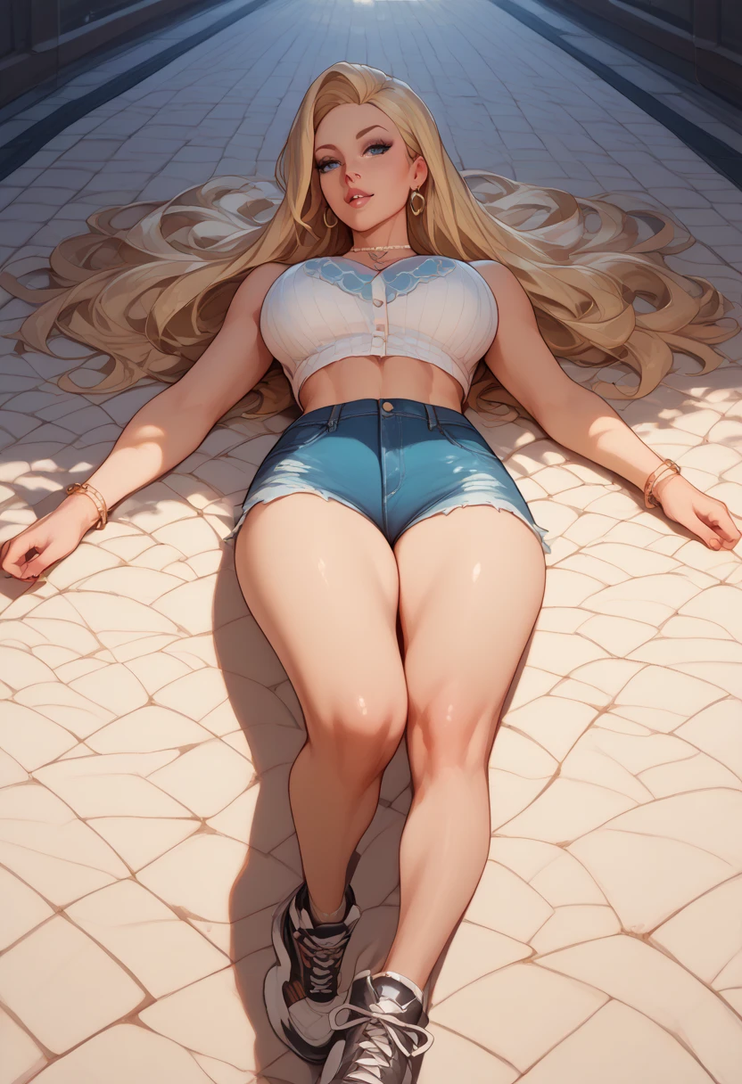 (Best quality, 4k, Masterpiece :1.3), beautiful woman, hyper realistic, 1girl, (droopy breasts, attractive body :1.2), sit-ups :1.1, long straight light yellow hair with fringes :1.1, ultra-detailed face, detailed lips, detailed eyes, double eyelid, tight short pink bra, open neckline, hanging breasts, side pose, visible curves, on the street, light blue and tight short jean shorts, muscular turned leg, Big breasts, light green eyes, pink high heels, open sky with sun, smiling, big ass, standing on his back looking back, show more ass, hands on ass, freckles on face, freckles on ass, ((grayscale)), skin spots, acnes, skin blemishes, bad anatomy, DeepNegative, facing away, tilted head, {Multiple people}, lowres, bad anatomy, bad hands, text, error, missing fingers, extra digit, fewer digits, cropped, worstquality, low quality, normal quality, jpegartifacts, signature, watermark, username, blurry, bad feet, cropped, poorly drawn hands, poorly drawn face, mutation, deformed, worst quality, low quality, normal quality, jpeg artifacts, signature, watermark, extra fingers, fewer digits, extra limbs, extra arms,extra legs, malformed limbs, fused fingers, too many fingers, long neck, cross-eyed,mutated hands, polar lowres, bad body, bad proportions, gross proportions, text, error, missing fingers, missing arms, missing legs, extra digit, extra arms, extra leg, extra foot, ((repeating hair))