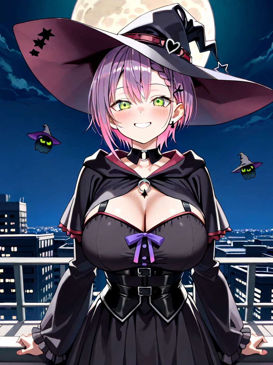(BDSM), 4 defined fingers, 1 defined thumb, looking at viewer, solo, 1 woman, 25 years old, AI generated, highest quality, masterpiece, skindentation, perfect face, 8k , (close up),, short hair, (pink hair1.5), bob cut, black eye, smile, thin thighs, medium breasts, perfect limbs, sexy, (visible nipples:0.8), (camel toe:0.5), black miniskirt, pantyhose, sexy pose, upper body,