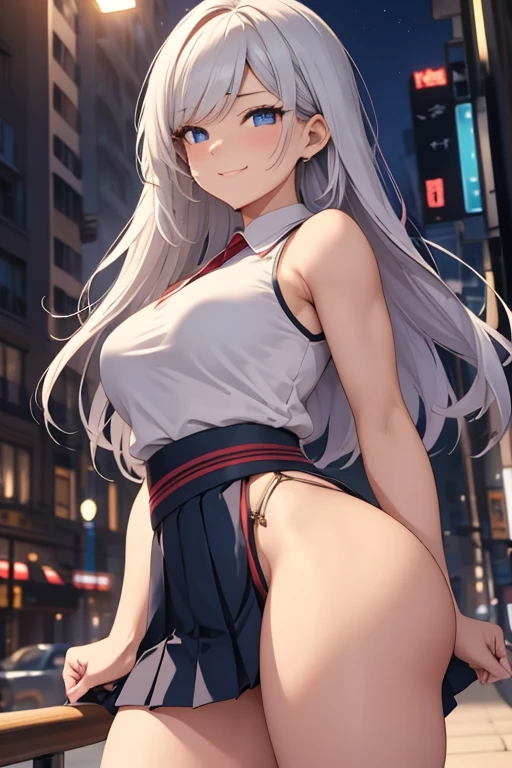 pieces fly、masterpiece、highest quality、Super detailed、High resolution、High resolution、8K portrait、Unity 8k壁紙のHigh resolutionCG、unity 8k wallpaper、cute type little:1.5、:1.5、Highly detailed CG unity 8k wallpaper、realistic、real person、cute type little、 portrait photography、shiny skin、High resolution、(:1.2)、(1 girl)、beautiful clear eyes、very detailed explanation、delicate face、nice lips、slender body、Middle milk is the same thin waist、thin legs、(city road:1.6)、1 girl, cute type, perfect face, seriously, (blush:1.5),(silver long hair:1.3),((there are many people nearby:1.4)),Middle milk is the same,((school uniform:1.2)),(((clothing lift:1.5))), (((I have nipples))), Detailed description vagina,show vagina,spread legs,spread ,(((Orgasm in the vagina:1.5)))