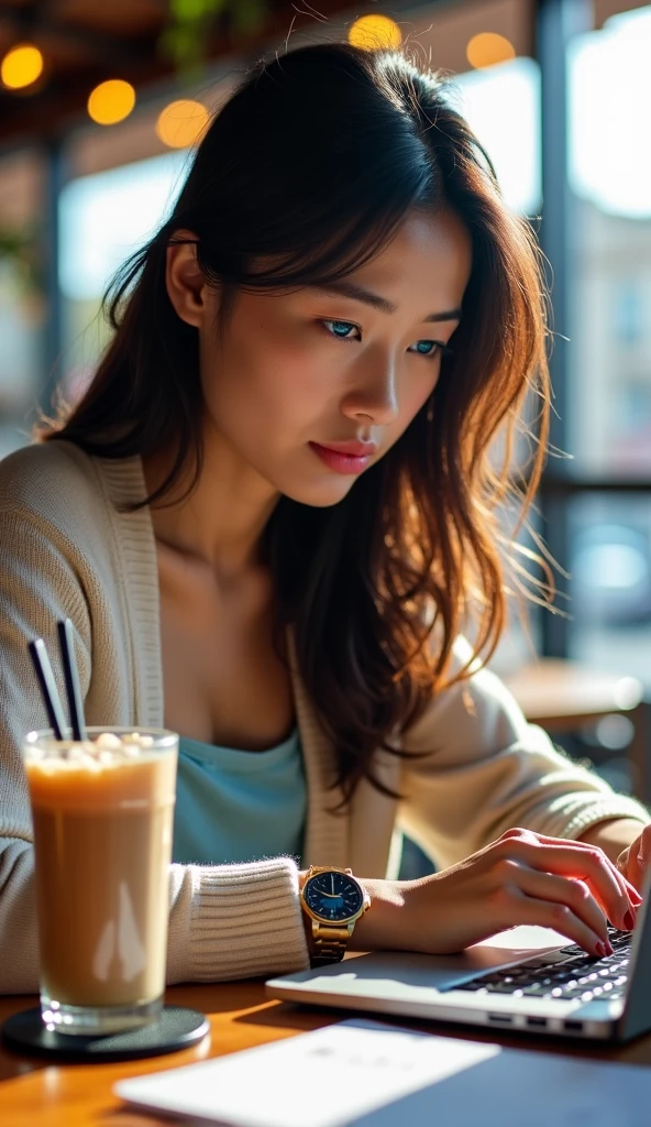 score_9, score_8_up, score_7_up, realistic, photorealistic, 1girl, 12k resolution:1.3, super detail, headshot, close-up,
BREAK
In downtown Yerevan, Anzhela Ekmekjian, an Armenian woman sits in a cozy café, her laptop open in front of her as she sips on a steaming cup of Armenian coffee. With a focused expression, she types away, immersed in her work as a software engineer for a local tech startup. Her passion for coding and innovation is evident in how her eyes light up whenever she solves a particularly challenging problem. Around her, the café hums with activity, filled with the chatter of fellow creatives and entrepreneurs discussing their latest projects. Despite the fast-paced nature of her job, she always finds time to stay connected to her roots, occasionally pausing to chat with the barista in Armenian or to share a traditional sweet treat with her colleagues. As the sun sets over the city, casting a warm glow through the café windows, she packs up her things with a sense of satisfaction, ready to tackle whatever challenges tomorrow may bring. With her blend of modern expertise and cultural pride, she embodies the spirit of a new generation of Armenian women making their mark on the world.
<lora:add-detail-xl:0.8>
<lora:RMSDXL_Enhance:0.8>
<lora:envyStarlightDigital_v10:1>
<lora:sinfully_stylish_SDKL:0.8>