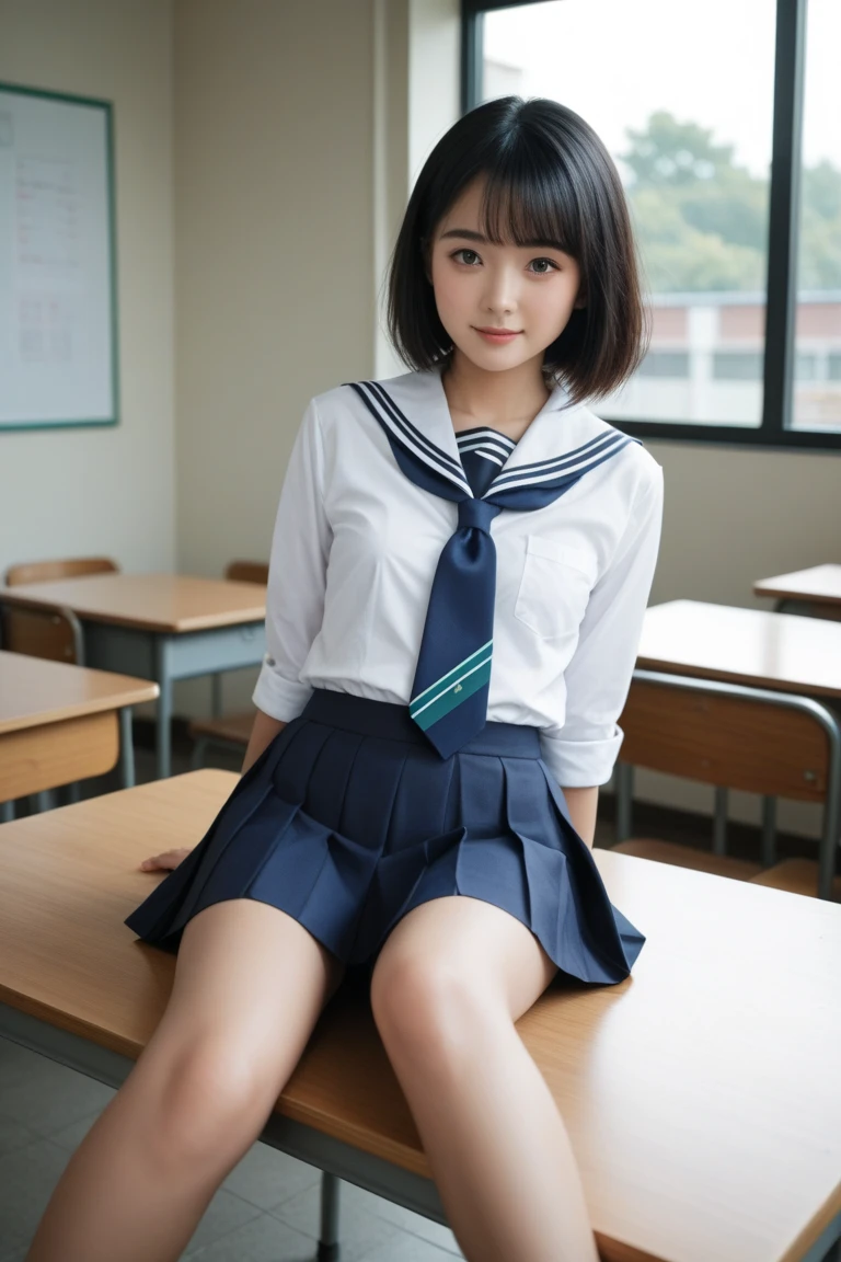 ((Highest quality、8k、masterpiece:1.3))、Dramatic lighting、Beautiful woman、girl、Huge :1.3、(St Abs、Slim figure:1.1)、classroom、On the desk、Well deep、Highly detailed fingers、Fingers５Book、非常にDetailed face、Detailed Lip、Detailed eyes、double eyelid、Huge 、Big Breasl waist、Beautiful woman、とてもBig Breasts、super Big Bral、Heavy makeuasts、She has quite Big Breasts、blon、blonde、Long Hair、Unifnce、high school girl uniform、mini skirt、whole body写真、Sitting cross-legged、Angle from below、Photo from below、I can see up to my ankles、Spread your legs、No pants、The female genitalia are in full view、masterpiece, Highest quality, 8k, 若くて美しいgirl, Baby Face、着衣Big Breasts、((((whole body))))((((((10 years old)))))),((Larsts:1.3)), photo shoot, Cute Facile, 10 generations, Detail, Background blur、Long Hair、Black Hair、超Big Breasts、Huge乳房、Cleavage、Tight waist,(((((Cleavage))))((((Navy Pleated Skirt))))(((age))))mini skie collared shirt))mini skiPleated Skirt、high school girl、necklace、Blahigh socks