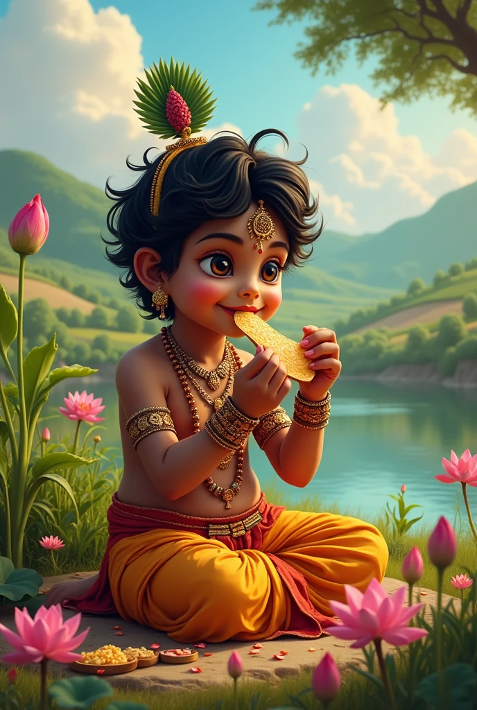 Lord krishna eating butter
