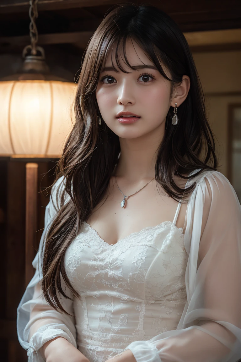 Saito Asuka、Highest quality, masterpiece, Ultra-high resolution,Very detailed、8Kのmasterpiece、Beauty、Super Beauty、30-year-old woman、Adult women、The beauty of raw photography、 Perfect Style、Beautiful navel、The navel1t、Slim and model-like、Height: 155cm, figure、Arms and legs2本ずt、The toes and fingers5本ずt、The structure of the human body is faithfully reproduced、(Realistic: 1.4), RAW Photos, Long black hair、Large Breasts、非常にLarge Breasts、Burstingly Big Breasts、Nicely shaped big breasts、Firm big breasts、Bedroom、Sexy maid outfit、Cute maid outfit、Extreme costumes、Less area for clothes、Belly button sticking out、My belly is sticking out、The chest is open、valley、Sexy clothes、Very short skirt