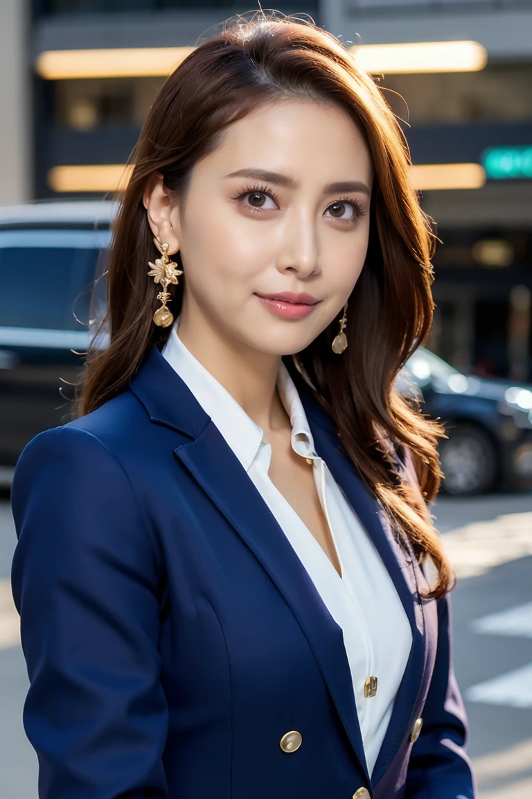ulzzang -6500-v1.1, (Raw photo:1.2), (Photorealsitic), Beautiful detailed, (Real: 1.4), extremely detailed eye and face, beatiful detailed eyes, ((Dazzling illumination plaza at night:1.5)), (( strict ladies suits:1.3, Ultra-realistic pantyhose:1.2))、selfee、Instagram、game_nffsw, huge filesize, hight resolution, ighly detailed, top-quality, [​masterpiece:1.6], illustratio, ighly detailed, nffsw, finely detail, top-quality, 8k wallpaper, Cinematographic lighting, 1 milf, 42 year old, perfect body type, Beautiful big droopy eyes、Pieckfinger, ((masutepiece)), Best Quality, 1 milf, eye shadow,  high-heels、Portrait, ((FULL BODYSHOT:1.4))、(Very affectionate smile:1.2)、realistic skin textures、shinny skin、Exposed thighs!!!