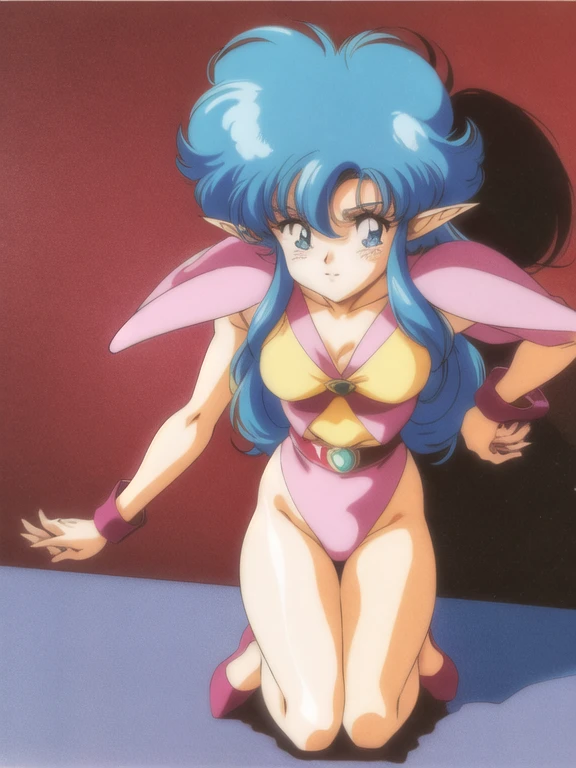 "(masterpiece:1.1), best quality,
1girl, (traditional media 80s:1.4), (eyelashes:1.5), (loli:1.2),
(intricate high detailed body:1.2),
(aqua hair:1.1), (hair over one eye:1.1), (twin braids:1.1), (tiara:1.1),
brown eyes, (lip stick:1.2),
(pale skin:1.2), (gigantic breasts:1.5),
(light smile:1.2),
(bikini armor, criss-cross halter:1.2), (knight armor, armored boots:1.2),
(frill:1.1), (jewelry:1.1), collar,
(dynamic pose, spread legs:1.1),
(cowboy shot, cameltoe:1.1),
(daytime, grassland, outdoors:1.1)"
