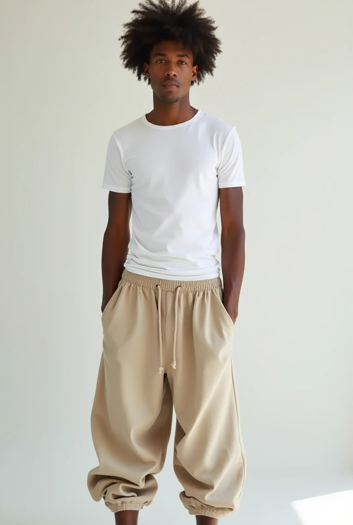 African American legs,male,lower body,stand,12 years old,The body structure is clear,Clear details,whole body,close range,brown shorts,barefoot,no muscles,lower body,The lines are obvious,The body sags