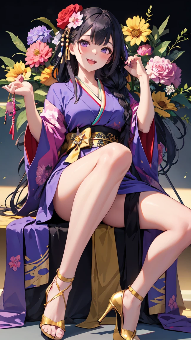 nsfw.hem of a long dress lift:1. A picture. There are one woman and three middle-aged men. A cute woman holds a 1.5 meter magic wand made out of wood in both hands. She has a round face. Her height is 170cm and BMI is 25. Her hair is purple. Her hair is long with straight bangs. She has normal breasts. She is sitting in a wood chair in the woods. She is wearing a white long summer dress.(masterpiece, best quality), She has a round face. Her height is 161cm Her hair is purple. Her hair is long with straight bangs. She has normal breasts. She is standing. She wears long black coat over a long white plain dress.