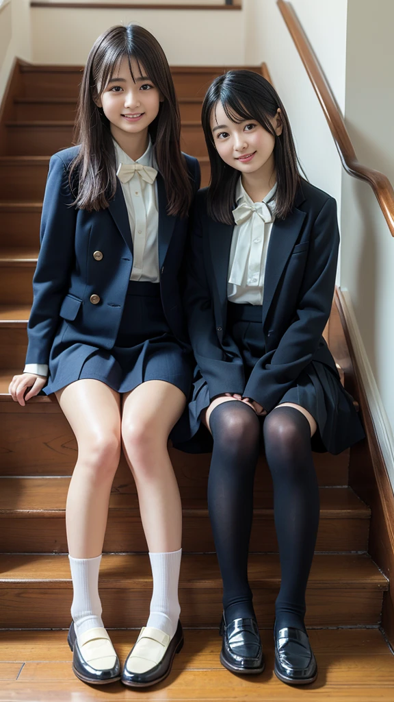 (8K), (Highest quality: 1.2), (Realistic), (Realistic: 1.37), Ultra-high resolution, (1 Girl), cute, smile, Mouth closed, Beautiful details, Beautiful Nose, Wet Hair, ponytail,Giant Dulcefo, pork, Thighs，Self Snap,University Uniforms,Simple(Navy Blue Blazer:1.2),Pleated skirt,(The skirt and tie are gray tartan check pattern......:1.3),(Sitting:1), Sit on the ground,(Hold my feet:1),(Pink Pantyhose),from the front,knees
