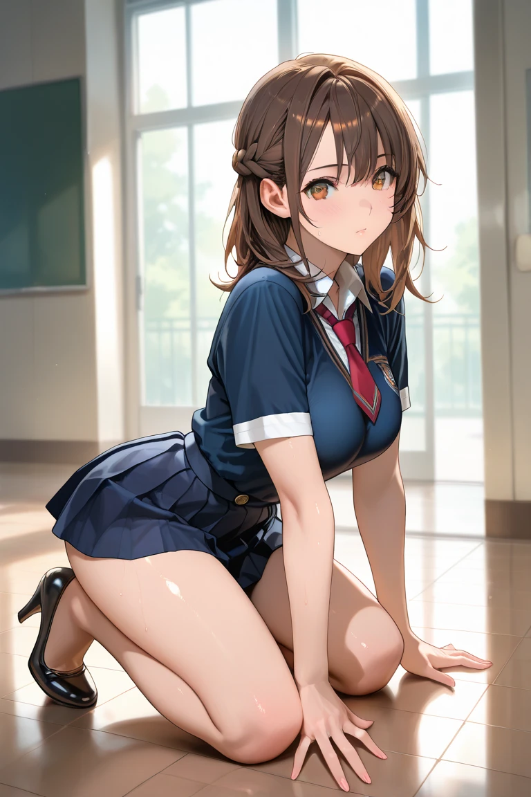 (beautiful face),(realistic face, perfect eyes,1.1),analog style,RAW,real life photo,medium quality,normal aesthetic,break,1girl,(japanese girl:1.1),(round face:1.3),break,(intricate underwear),(masterpiece, highest quality, 16K),masterpiece, highest quality, brown eyes, looking for in viewer, one person in, short_hair, closed_mouth, with collar_shirt, long sleeve、long sleeve、looking for_in_viewer, School_uniform, shirt, white_shirt, wearing a down jacket.small_chest, short hair, hair flower, white shirt, sweater vest, short sleeve, gray skirt, short hair, hair flower, red bow tie, blazer, brown jacket, long sleeve, Checkered Skirt Amikoto, short hair, hair flower, , white shirt, ((show panties:1.5)), ((spread legs, legs up, hold own thighs)), (((in bed:1.5))), angry