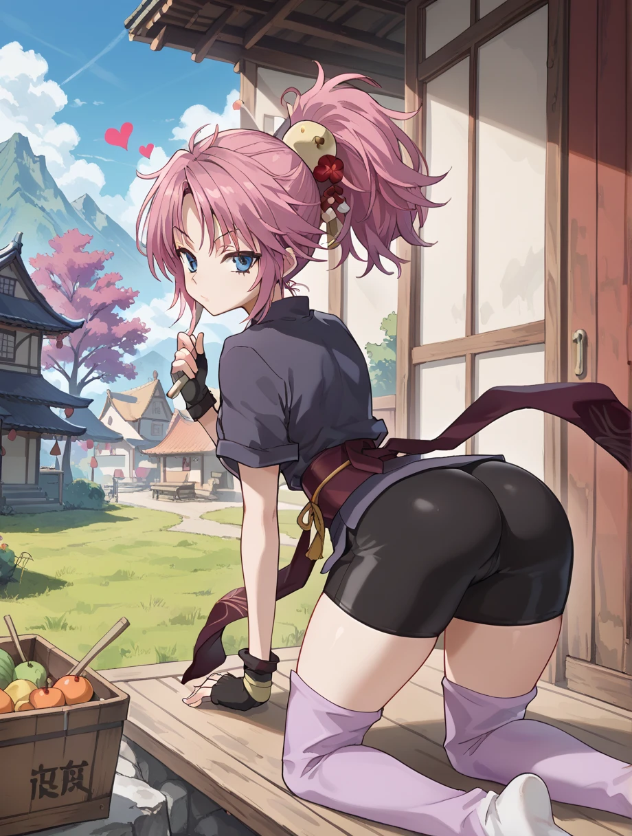 (masterpiece, Highest quality, Highest quality, Official Art, beautifully、aesthetic:1.2),One girl, tattoo, alone, kimono, hair ornaments, Pink Hair, 背中一面 tattoo, 綺麗なflowerのtattoo, Violet Eyes, Off the shoulder, Bare shoulders, Recall, From behind, flower, View your viewers, Holding, compensate, indoor, Pink cat ears, Plump Ass