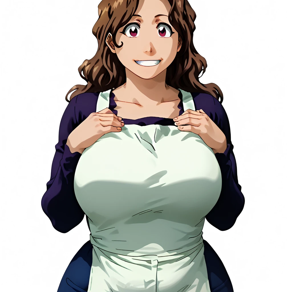 1girl,milf,gigantic breasts,plump,everyday clothes、pink apron、Light green shirt、Blue jeans、inside the house,holding baby