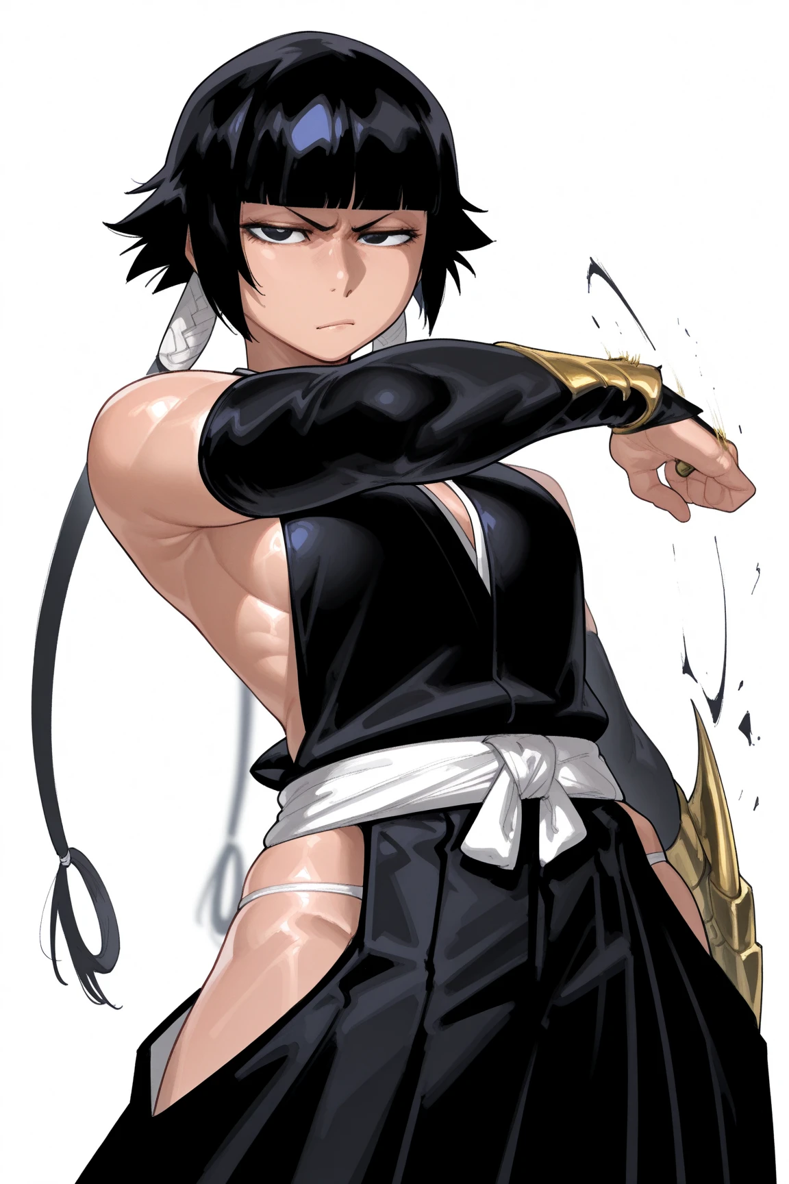 Soi fon , sui feng
Solo . Fullbody . Simple background , fitgirl , normal pose, Standing , sfw