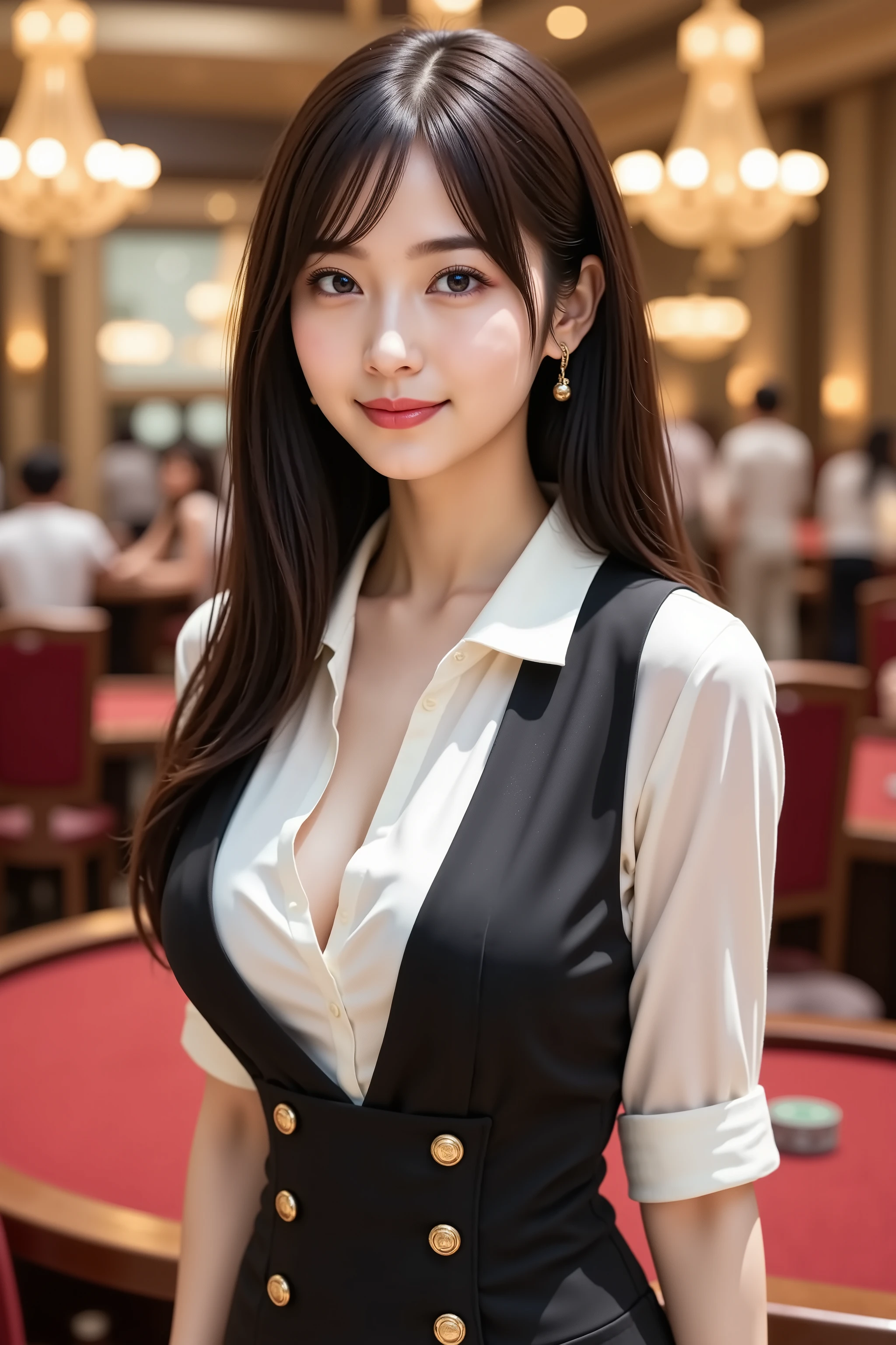 ((Best Quality, 8K, masutepiece:1.3)), (Realistic, Photorealistic:1.4),((Hotel room:1.4)), ((Casino:1.4)),
BREAK
(Facing:1.4), put hands on the hip, (Crotch focus:1.5), (A pretty woman with perfect figure :1.4),(Long Tall Pretty Woman:1.4),(thin waist:1.4),(small head:1.5),Beautiful smile, (Bright:1.4),(Highly detailed face:1.2),Detailed eyes, 二重まぶた, japanese pretty woman, (Sexy Pose:1.7),(Show me her crotch:1.5),(Ahegao:1.3),Oily skin, Shiny skin, silk hair, Medium Hair, hime-cut, ((Straight hair:1.4)), ((A MILF:1.8)),
BREAK
(Playboy Bunny Costume:1.5),(fishnets pantyhose:1.3),(a bow tie:1.3),(White cuffs:1.4),(red outfit:1.5),(medium breasts:1.3),
