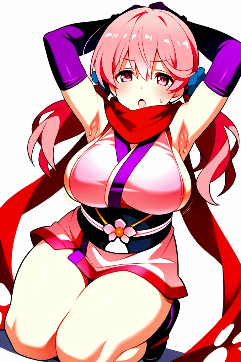 (masterpiece:1.3),(Very detailed:1.3),(High resolution:1.1),Best Quality,ultra-detail,1 girl,Alone,jelobaiken,breasts enormes,Amputated,amputee,one arm,eye patch,eye patch,one-eyed,black jacket,black kimono,open clothing,japanese clothes,wad of bills,breasts, breasts, huge breats, pink hair, pink fur, sexy, socks, stockings, (((hood, hood))), pussy, NSFW, +18
