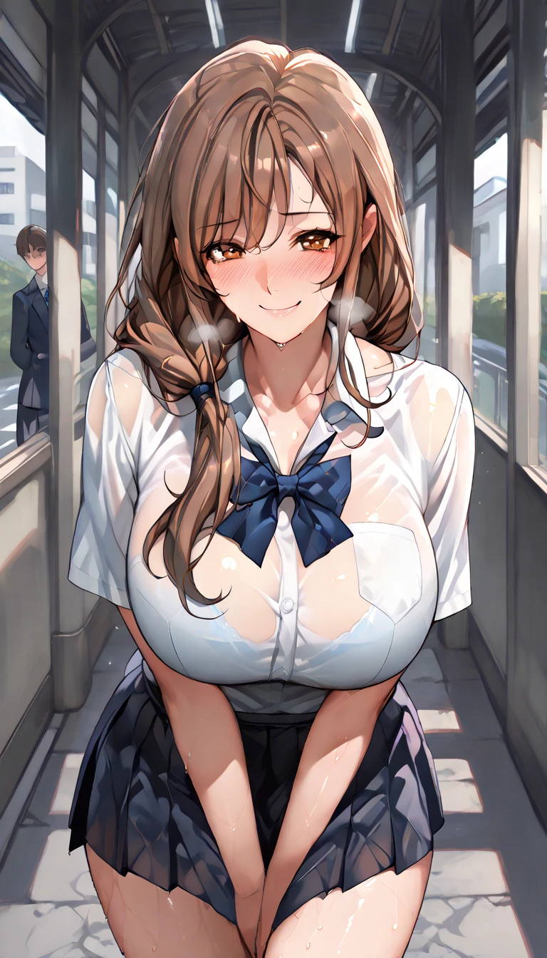 ((((Best Quality, 8K, 32K, masterpiece, 1.2)))),{{solo}},((nsfw:1.5)),{{{Character reference: Nikke's Diesel:1.5}}},((perfect beautiful face:1.2)), oyakodon, mother and daughter, in train, (against glass:1.3), (breast press:1.3), (breasts on glass:1.3),(rushed breasts:1.3) ,(train interior:1.3),(crowded train:1.3),upper body,