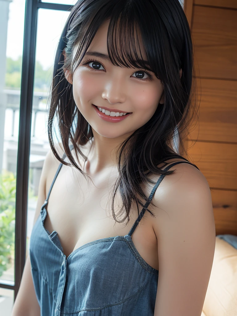 lens: 135mm f1.8, (Highest quality),(RAW Photos), (Tabletop:1.1), (Beautiful 9 year old Japanese girl), Cute face, (Deeply chiseled face:0.7), (freckles:0.4), dappled sunlight, Dramatic lighting, (lingerie), (On campus), shy, (Close-up shot:1.2), (smile),, (Sparkling eyes)、(sunlight)