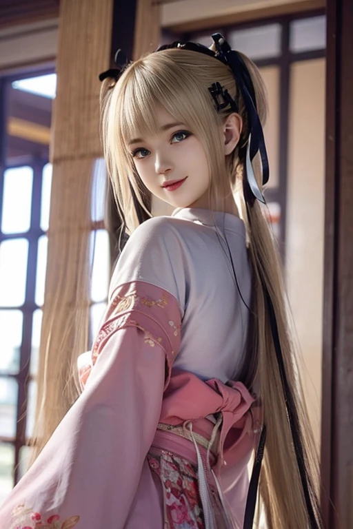 highest quality, high resolution, masterpiece, gray hair, golden eyes, white clothes, look up, Upper body, hair, Fair skin, side braids, smile, double teeth