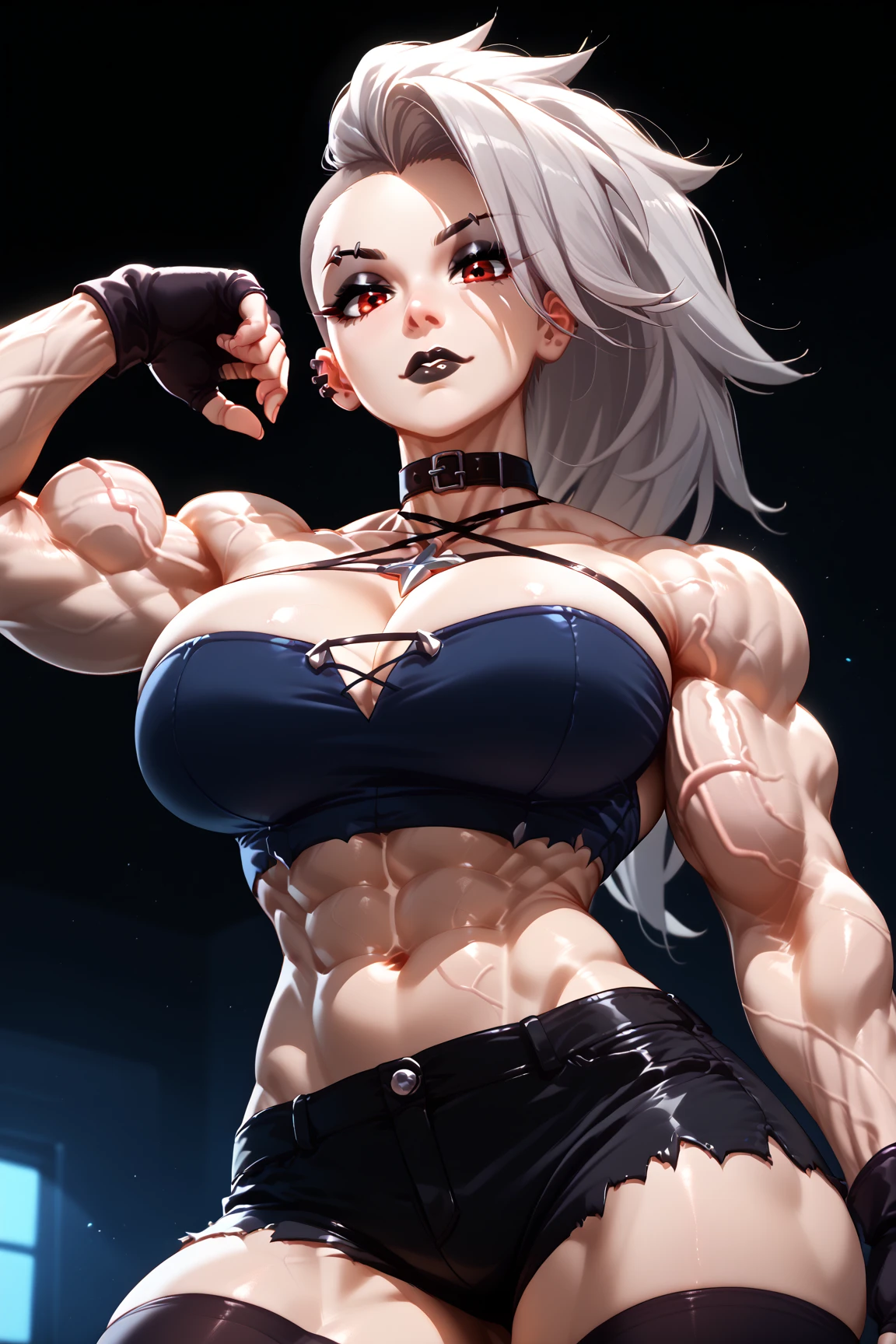 A drawing of a woman with horns and a demon's head, muscular and scary, muscular!!, anime monster girl, opal proportions, muscular girl, muscular!, powerful and huge, sww version, mika kurai demon, detailed manga style, a very beautiful berserker woman, muscular!! Sci-fi, ecchi anime style, ikki tousen, muscular! fancy, sleeve-style, Multiple Pages, multiple images of the same character,
