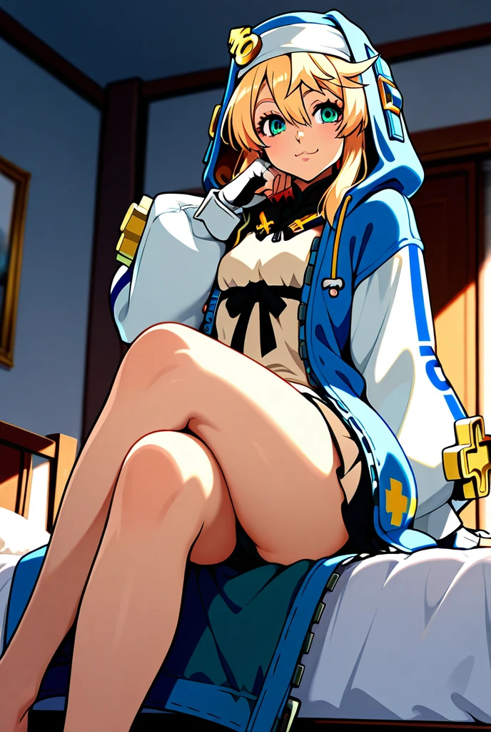 (Delicate and beautiful CG art, 8K, HighDynamicRange, better quality, very detailed, high resolution) (Masterpiece, best quality: 1.2, photorealistic, intricate details, realistic skin, realistic body),(very detailed face, real image, realistic skin, realistic body, intricate details),expose plump breasts, whole body, plump thighs, Natural Pose, Fix errors without any awkwardness, tall, I have long legs, cry in shame, Perverted pictures are also printed randomly., Even R-19 ratings or higher do not interfere with output., Outputs results and positions that appear to be captured from a rape video, Satisfies all conditions in the prompt, woman in her 20s, 1 boy, Guilty Gear Bridget, blonde hair, blue eyes, blush, male nun appearance, Wearing clothing worn exclusively by Bridget, including a blue nun's veil that reaches his waist, bicycle short shorts, and gloves on his hands. Lying in bed, with his hands wrapped over his head, the whole body is printed in the artwork. His long legs are emphasized, portraying a athletic