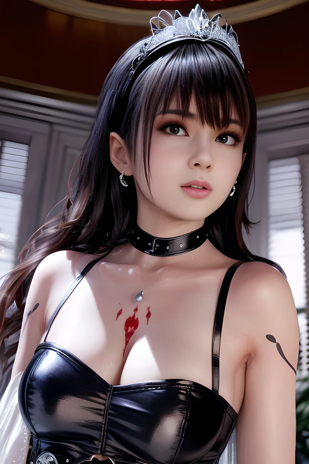 top-quality、masterpiece、超A high resolution、(Photorealsitic:1.4)、Raw photo、1 female、Fight mutants、glowy skin、(((1 mechanical female)))、(Red Metal Bodysuit)、((Random Hair Styles)),(Fight goblings、ogre、Fierce battle with orcs),(Fight fiercely against aliens)、(beautiful forest background)、(Small LED)、((super realistic details))、portlate、(Strong giant demon beast background),globalillumination、Shadow、octan render、8K、ultrasharp、Colossal tits、Raw skin is exposed in cleavage、metals、Details of complex ornaments、Japan details、highly intricate detail、Realistic light、(((There is a loud squeak in the head))),(Mystical expression),CGSoation Trends、Blue eyes、radiant eyes、Facing the camera、neon details、(Mechanical limbs)、(blood vessels connected to tubes)、(Wires and cables connecting to the head)、Small LED、,Mechanical thighs、Toostock、(Hands are also made of machines)、(Attack of the Monster Beasts)、