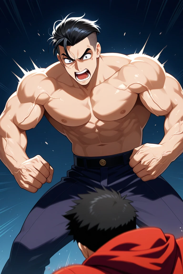 Sex,Erect penis,Open your mouth wide,Drooling,Sweaty,,Bodybuilding,Six Pack,Make muscles bigger,(巨大なErect penis:1.8),(Six Pack:1.6),Painful expression,13-year-old boy,Hero Suit