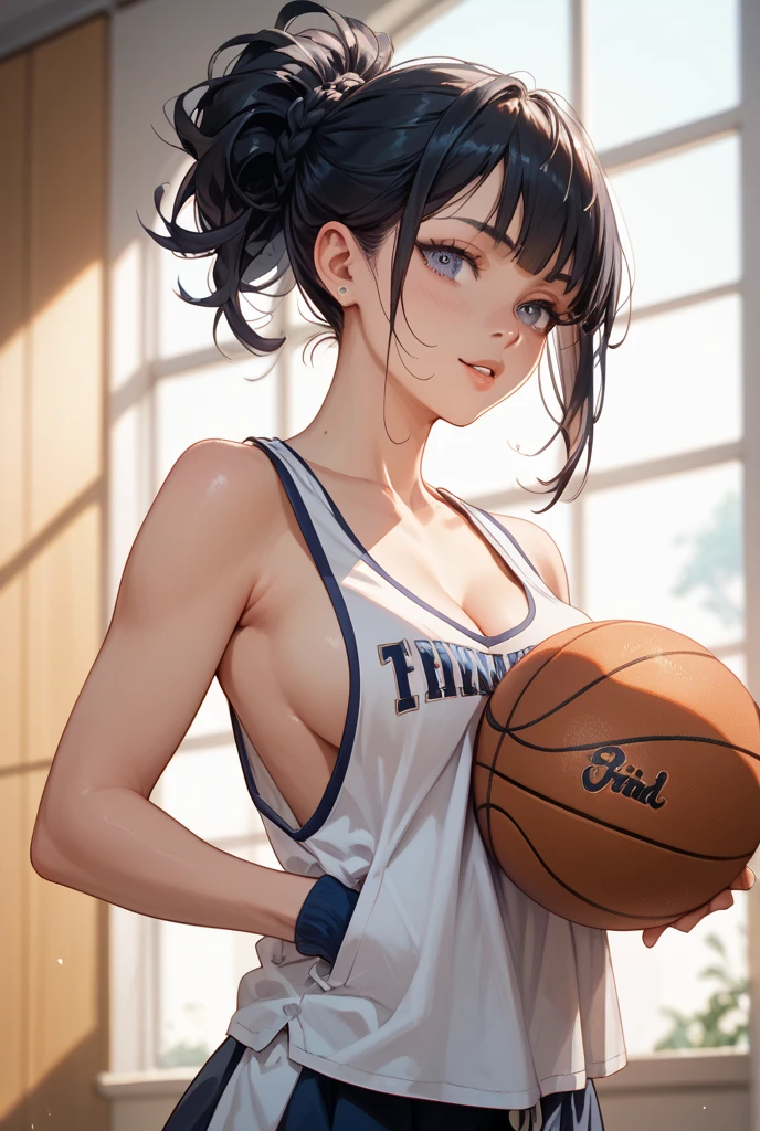 (8k ,Super detailed,Best masterpiece,nature,perfect work of art,perfect female figure),two women,sister and younger sister, sisters,rainbow hair,perfect face,(huge ),neighbor wife,woman hairstyle,elegant wife,Sophisticated and revealing ,20 years old,White skin,messy hair,perfect sexy body,Tone,flirtatious,very big ,Willow Yao,see through breasts,nipple,basketball player,Wearing ultra-short and sexy basketball sportswear,open chest,T-shaped small,Melted clothes,on the basketball court,Clap the basketball,Detail background,necklace,perfect eyes,,T-shaped small size,huge big