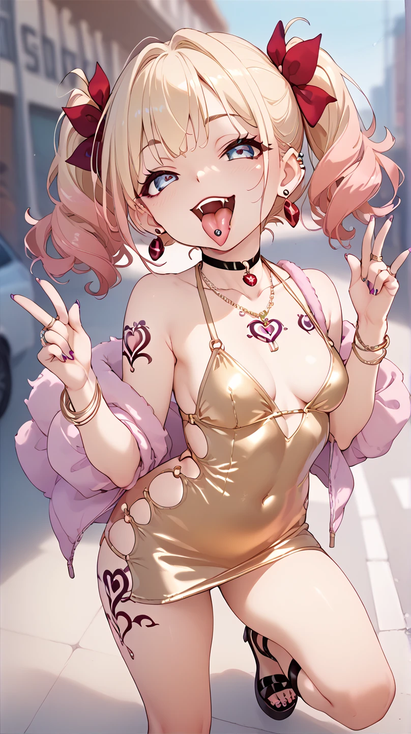 woman,14 years old,,city,night,(((Micro Swimsuit))),(((wet with sweat))),open mouth smile((())),((Beautiful long ponytail)),((a large amount of pink slime)),blush、surprised face,((()))((())),((blonde))((()))
