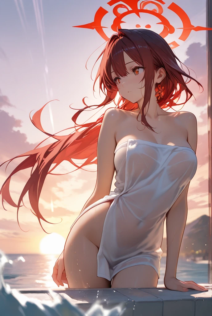 Anime girl, nude, , ass, happy, red hair, proudly,