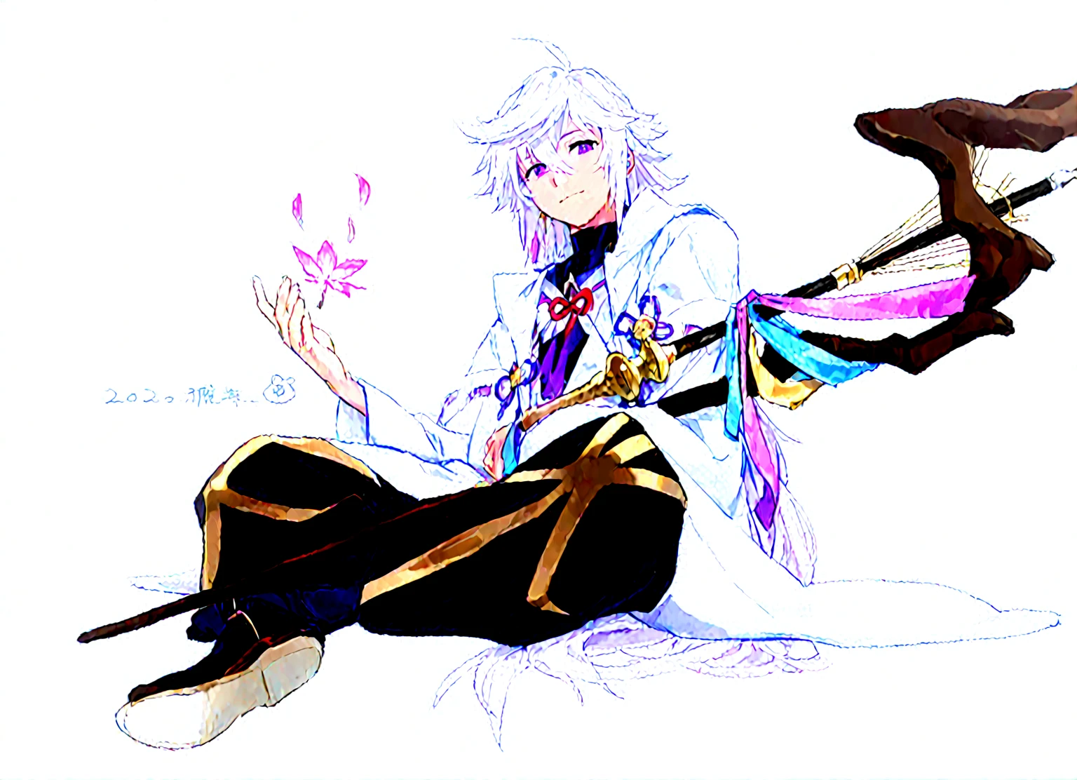 score_9, score_8_up, score_7_up source_toon, 1 boy, young boy, sexy boy, androgynous, male , male only , Kids_Illustration, batuta, musical notes, Aeon of Harmony, toon, cartoon, head wings, halo, Sunday_\(Honkai:_Star_Rail_\)_.