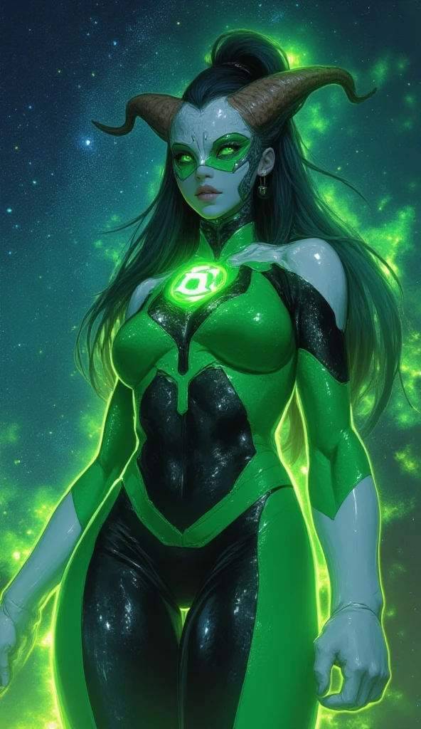 Merger between Venom and Green Lantern, melting, 1girl, Beautiful, (master part:1.2), (melhor qualidade:1.2), ((pose de luta)), ((campo de batalha)), cinemactic, olhos perfeitos, pele perfeita, perfect lighting, sorrir, luz, cor, pele texturizada, detalhe, Beleza, maravilha, ultra-detalhado, rosto perfeito
