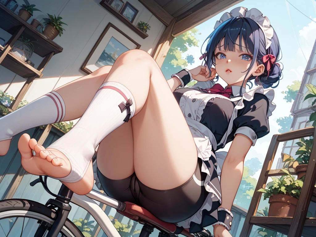 absurdos, melhor qualidade, obra-prima, 1girl, pernas abertas, twin tails, sorrir, ((hand in )), middlebreasts, calcinha transparente, corpo escultural, excited and visible