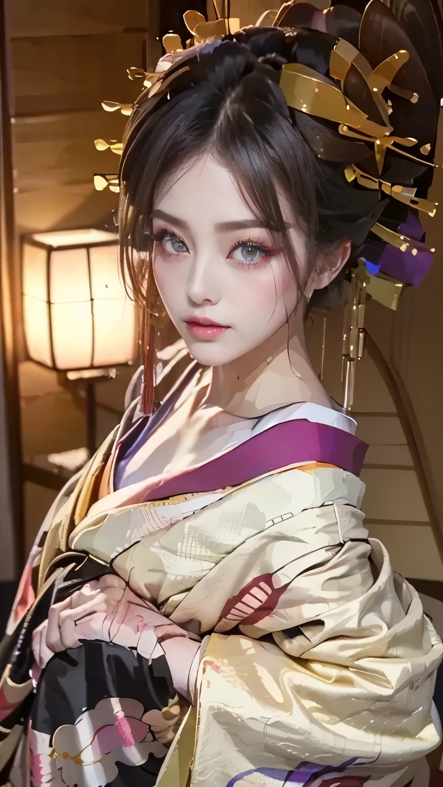 very large fimbril ((big eyes、large drooling))The most beautiful woman in the world with a very thin chin is 25 years old((Gorgeous obi、豪華な hairpin)Beautiful, smooth, silky skin((very long black hair))25-year-old woman)Beautiful and impressive(wearing a gorgeous kimono) hairpin(very long, bushy lashes)LOOK AT VIEWER(wearing a gorgeous kimono美しい25歳女性1people)dynamic pose on the back in heat((一peopleの女性のdynamic pose on the back in heat))big eyes、from below