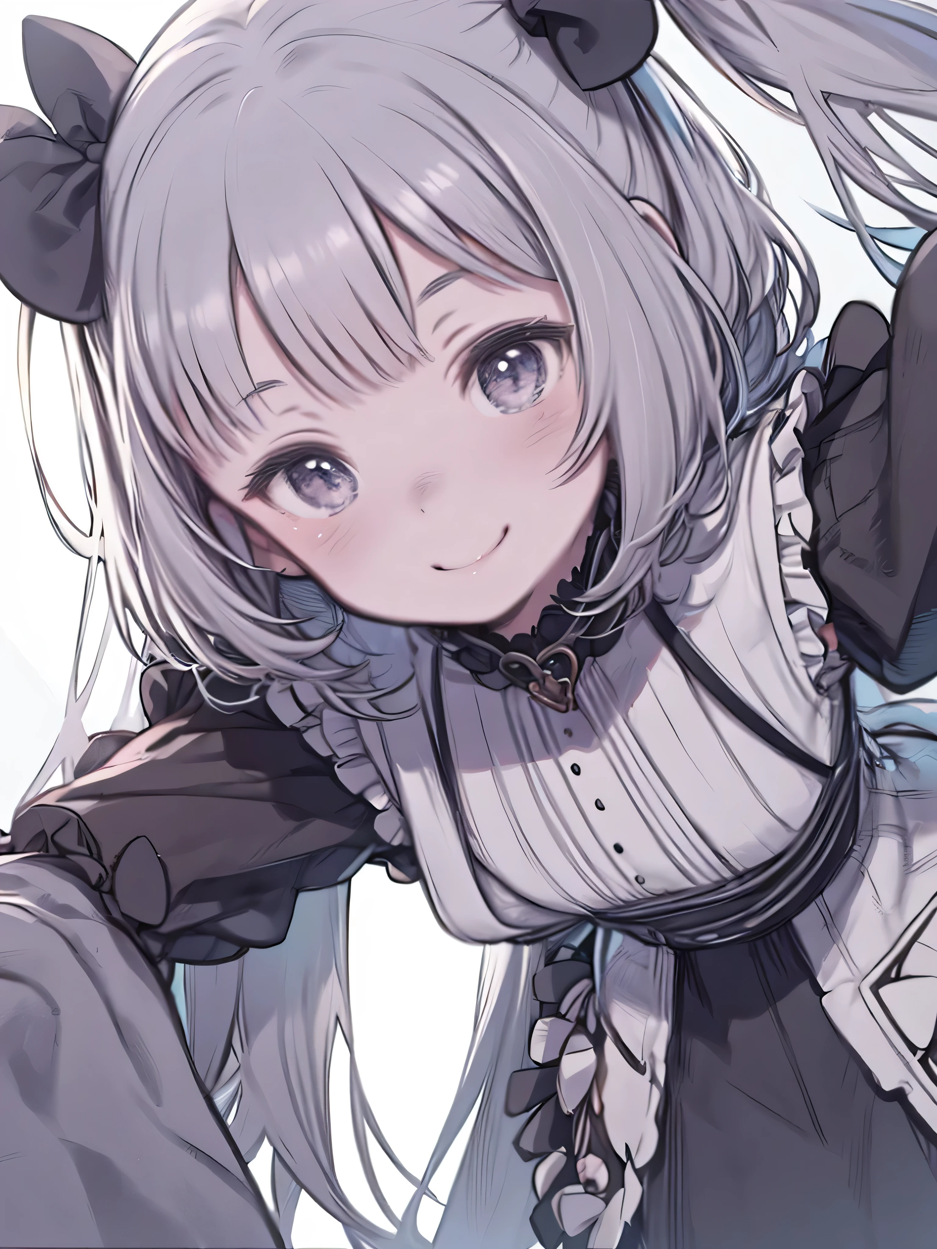 beautiful, masterpiece, Highest quality, anime, One girl, C Cup,Portrait Shot, View your viewers, Covered、Medium Hair、nearby、Blue Eyes、art、、White hair,Blue streaked hair、wallpaper、Cute smile、Thighs、Cute、Beautiful breasts、Full Harness、valley、white_Gothic Lolita Coordination、corset、Courtesy、white_Frilled Skirt、alley