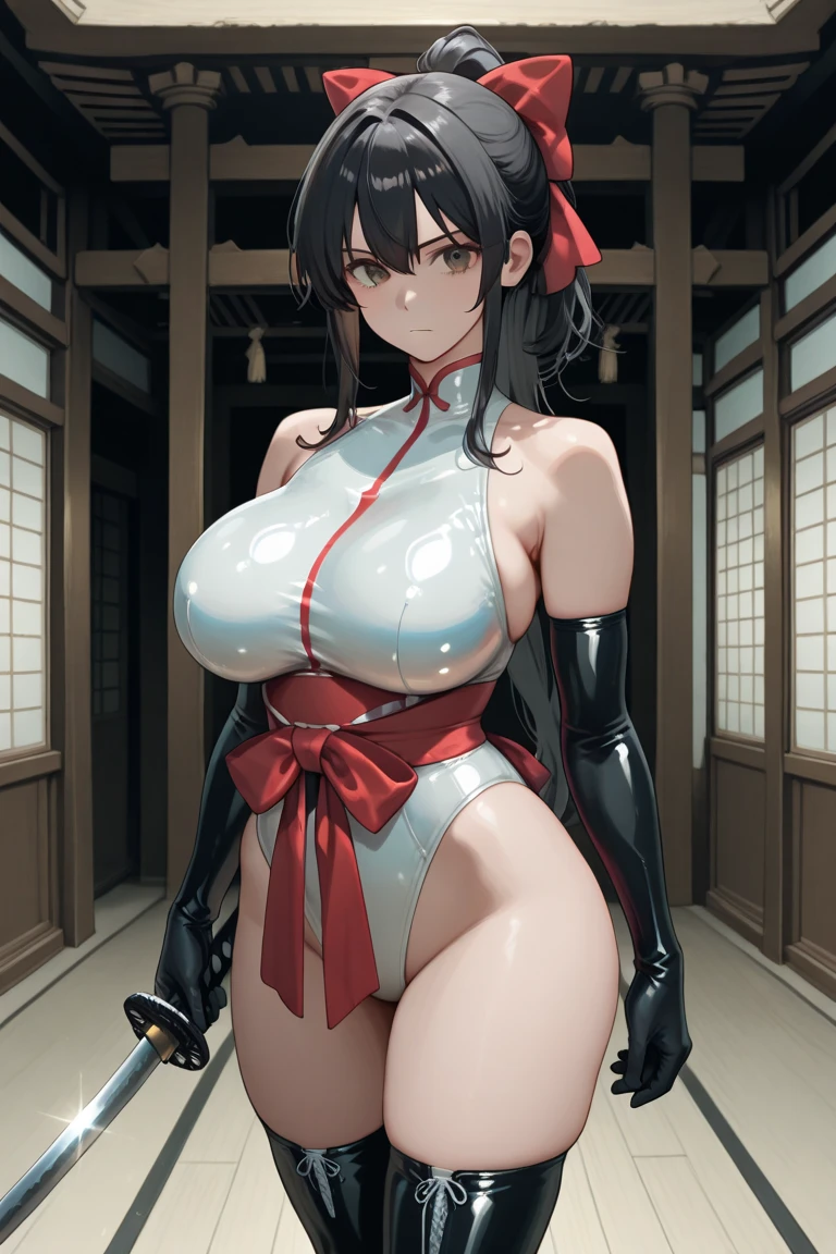 Cowboy shot, white skin、(Masterpiece: 1.4), (Best quality: 1.4), Beautiful girl, ((Nipples: 1.1)), Cute smile: 1.2, Teeth, ((Big breasts)), ((Model body type)), Japanese, 20 years old, cute face, standing figure, (cute smile: 1.2), (((bondage costume))), bondage, harness, O-ring, looking at the viewer、short hair、(inside the classroom、machine)、