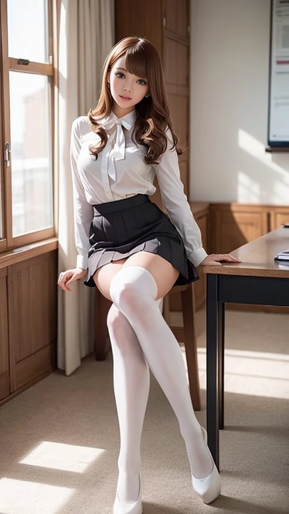 Beautiful and meticulous girl, Very detailed eyes and face, Beautiful attention to detail, Ridiculous, incredibly Ridiculous, Large file size, Very detailedな, High resolution, Very detailed, Highest quality, masterpiece, Kemomimi, ((Japanese high school girls uniform)), figure, Very detailed, CG, Unity, 8k wallpaper, wonderful, Fine details, masterpiece, Highest quality, Very detailed CG uniform 8k wallpaper, Face Light, Cinema Lighting, One girl, 16 years, (No pants) ), (((Dynamic pose))), (Camel Toe), (half), (pantyhose), (Bend your knees and sit on your feet))