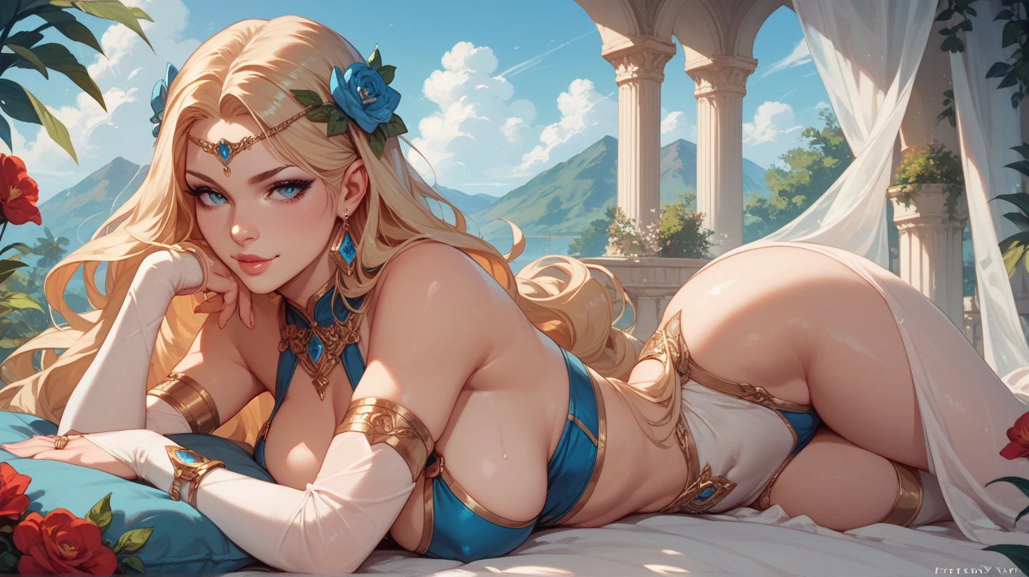 check_9, check_8, check_7_up, 1 girl, Gorgeous body, Eastern princess in her Padishah palace, One, she is beautiful and very hot, open vagina, She caresses herself, majestic setting