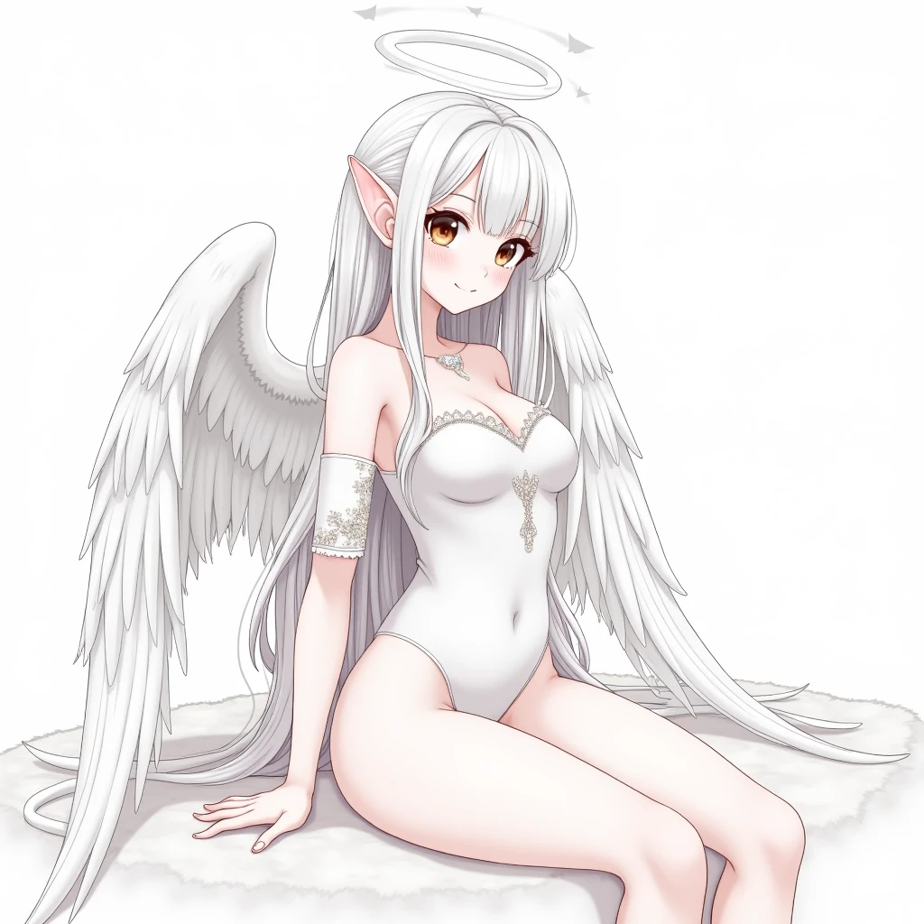 girl,Completely naked, ((flat chest)),slender, In to stage,long hair,(),danceing,white hair,angel wings