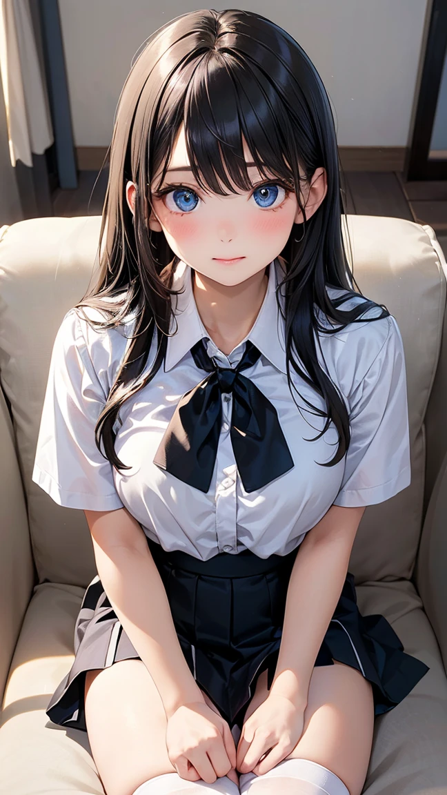 (masterpiece: 1.3), (Maximum resolution: 1.2), (Ultra HD TV: 1.2), Cinematic Light, 8K resolution, Detailed facial features , (Sharp focus: 1.2), (Focus on the face:1.2),Perfect Style, Beautiful Face, Acura, Anatomically correct, Highly detailed face and skin texture, Beautiful Eyes,Beautiful Eyes, Thin eyebrows, Glitter Eyeliner: 1 Natural Cheeks, Glowing Skin, Fair skin: 1.2, (Glossy Lips: 1.4),、 (Embarrassed look: 1.2),Highly detailed face and skin texture, Natural Cheeks, , Glossy Lips: 1.4,Perfect Style、Cleavage、Soft Breasts、(White mucus on chest:1.4)(White mucus on thighs:1.2)、 blush、A humiliating look、Anxious expression、A look of humiliation、Embarrassed look、Glare、anger、sorrow、tears、Open your knees、Spread your legs、 White underwear、Sparkly little earrings and necklace、Disheveled clothes、White panties、sweating、Thin underwear、stockings、Age: 18 years old, A clean-cut woman,1 person、 Upward-facing chest, Black brown hair、blonde、Silver Hair、Blue-gray eyes、Green-gray eyes,Evening Classroom、(High School Uniform:1.4)、masturbation behavior、Masturbation、