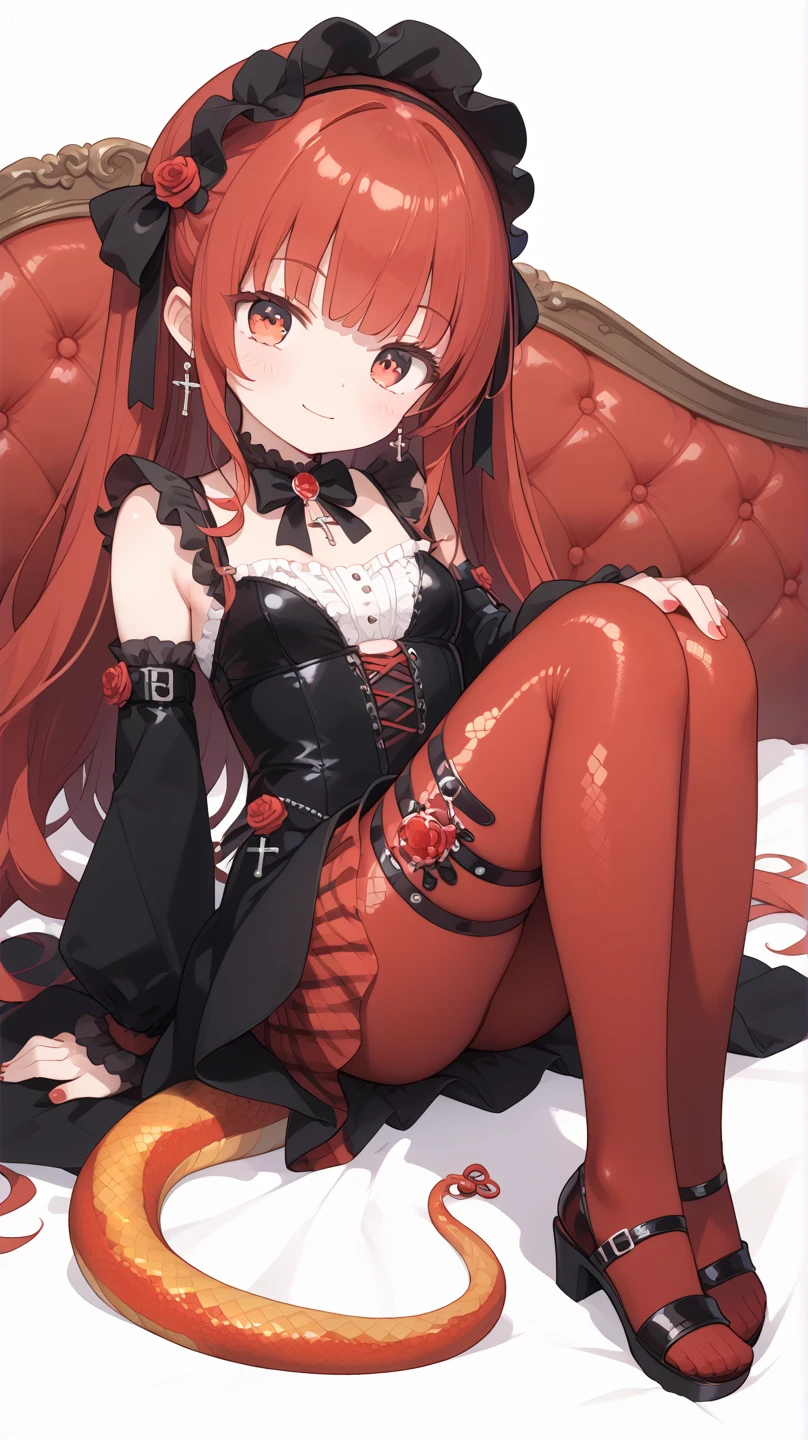 ((masterpiece)), (best quality), (detailed), (1 girl), jack-o' valentine,red hair,white bodysuit,gloves,halo,cross,belt,chain,ball & chain restraint,ankh,mask,shackles,cleavage,necklace,buckle,jewelry,chained,wide sleeves,sitting on throne,toung out,devilish smile