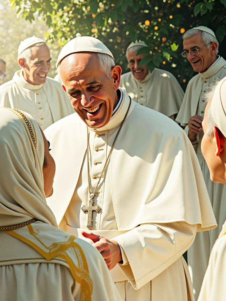 Create a very realistic image of Pope Francis kissing a girl on the mouth.