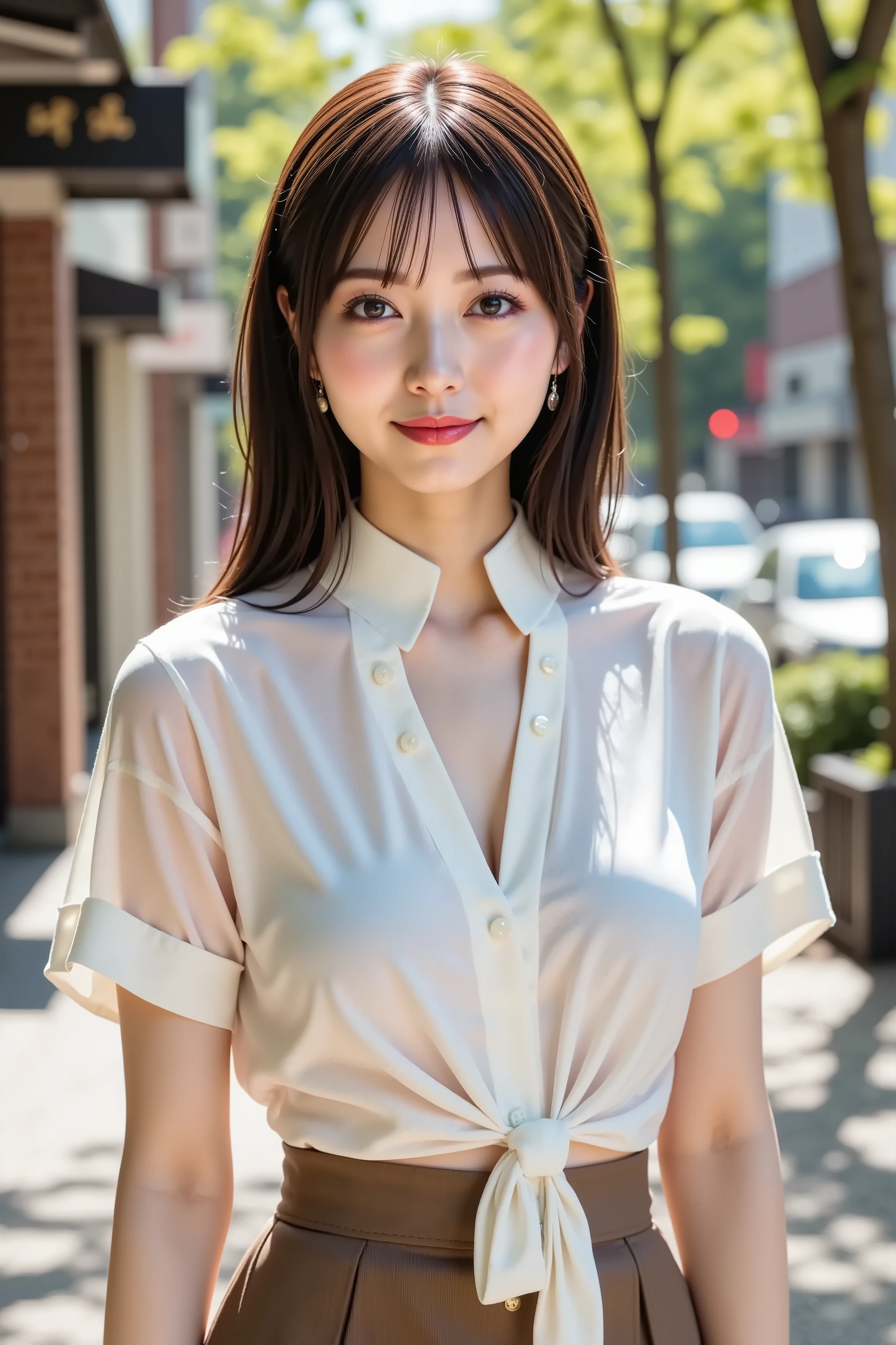 ((of the highest quality, 8K, masutepiece: 1.3, Raw photo)), Sharp Focus: 1.2, (1 AESPA Girl :1.1), Solo, (Realistic, Photorealistic: 1.37), (Face Focus: 1.1), Cute face, hyperdetailed face, (short messy hair: 1.2), updo, Small Smile, Small breasts, flat chest, thigh, nude, office lobby, business blouse