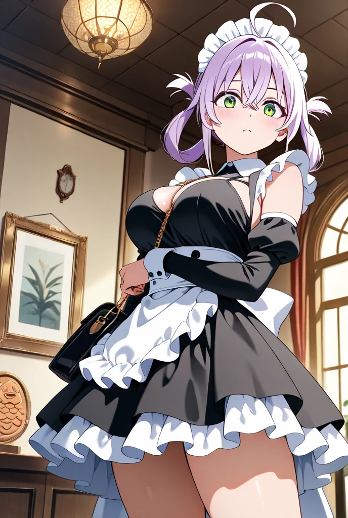 masterpiece, best quality, detail hair, detail eye, detail face, detail hand, detail legs, detail body, Kyouko_mahoushoujo,(large breasts:1.3), Pink Dress, Puffy sleeves, Elbow hand pockets, Hair Ribbon, View your viewers, 