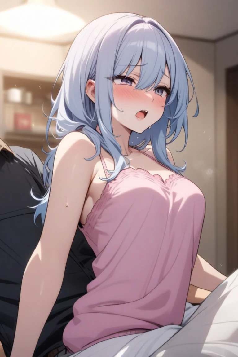 (8K),(anime colored),(masterpiece), (best quality), ((ultra-detailed)), (illustration), (an extremely delicate and beautiful) ,alisa, 1girl,(1boy1),at night,on the bed1,BREAK,(((1 boy and 1girl are having sex))),missionary position,lying in bed,bird's eye view,(spread legs1.2), (open legs wide1.3),pubic hair,BREAK,(nsfw),pubic hair, cum, (cum in pussy1.1),(sweat1.2),vaginal penis, (open clothes1.1), BREAK, ,(large breast1.2), nose blush,parted lips